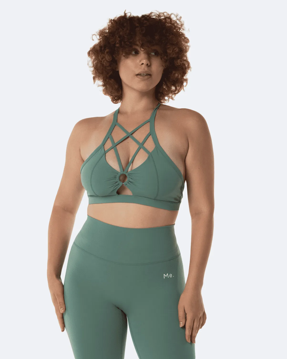 Anti Chafe Lining Lightweight Underwear Fresh Green Criss Cross Front Top