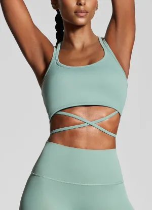 Fresh Green Strappy Front Top Easy Wear Supportive Back