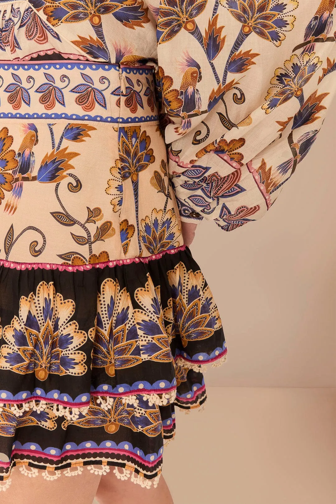 Cream Ainika Maxi Floral Mini Skirt High Elasticity Material