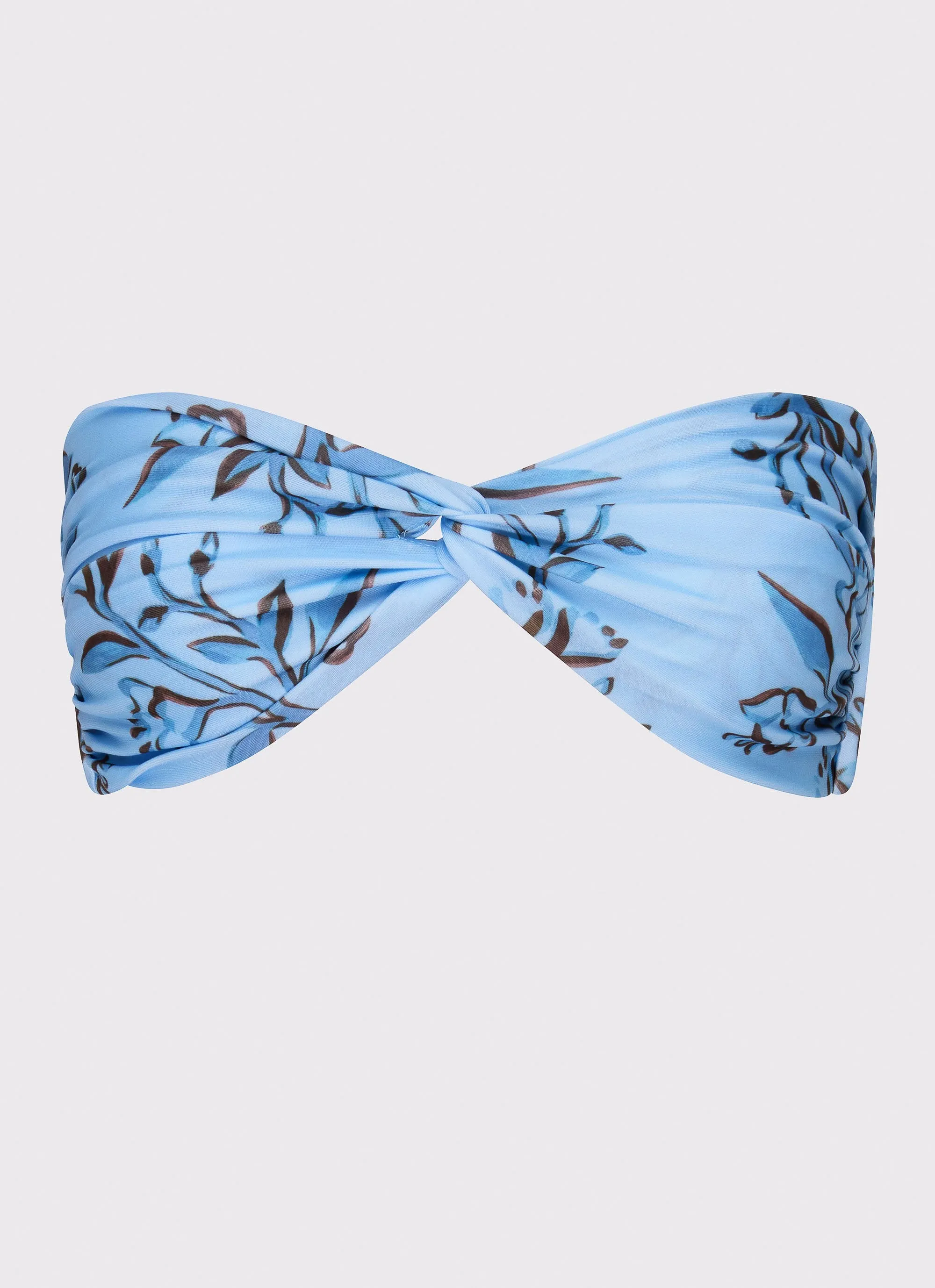Tropical-Vibes Ozone Resistant Delta Bandeau Bikini Top - Blue Floral Print