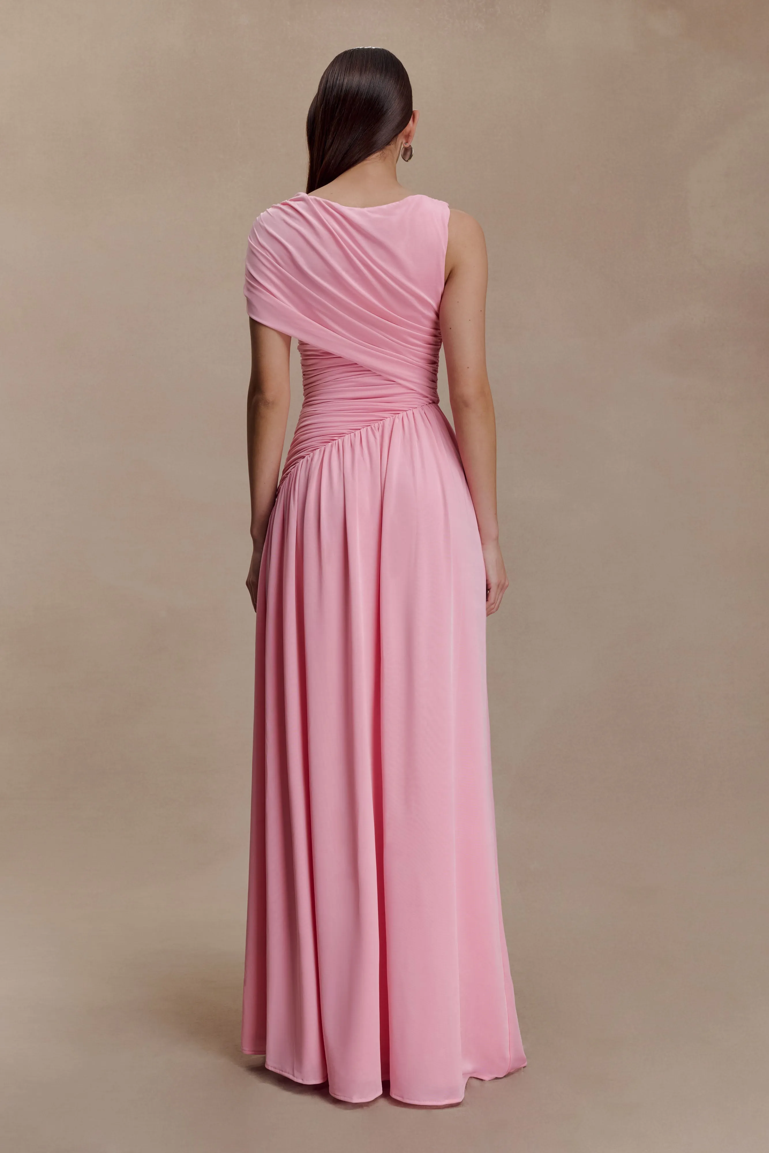 Ayeshya Slinky Asymmetric Maxi Dress - Candy Pink Smart Piece garden wedding