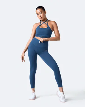Iris Blue Strappy Front Top Compression Fit