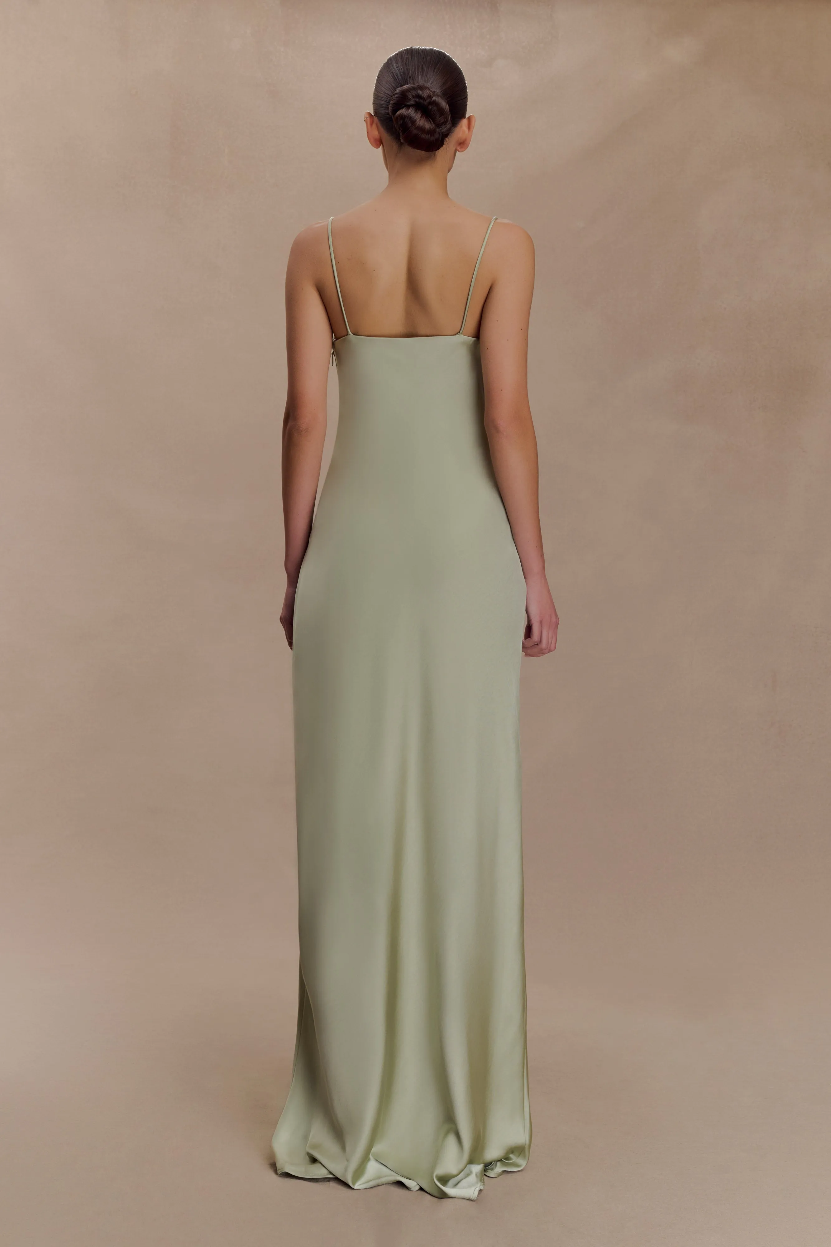 Isadora Lace & Satin Maxi Dress - Sage Mood Look Statement-Piece