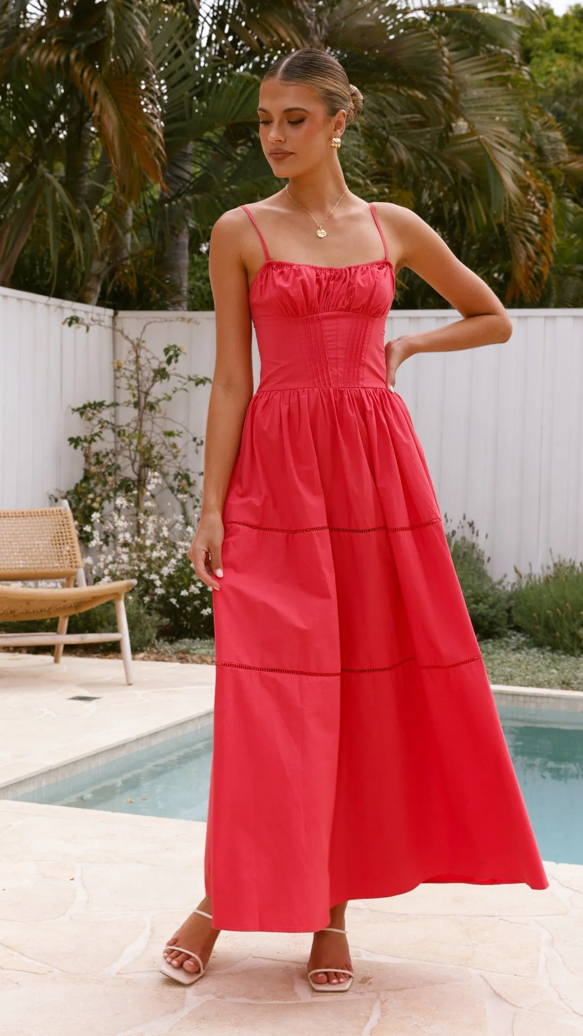 Isabella Maxi Dress - Red Brunch Tone