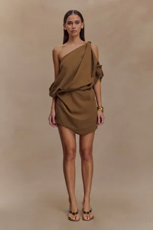 Gabriella Draped Mini Dress - Light Brown Marle urban vibe