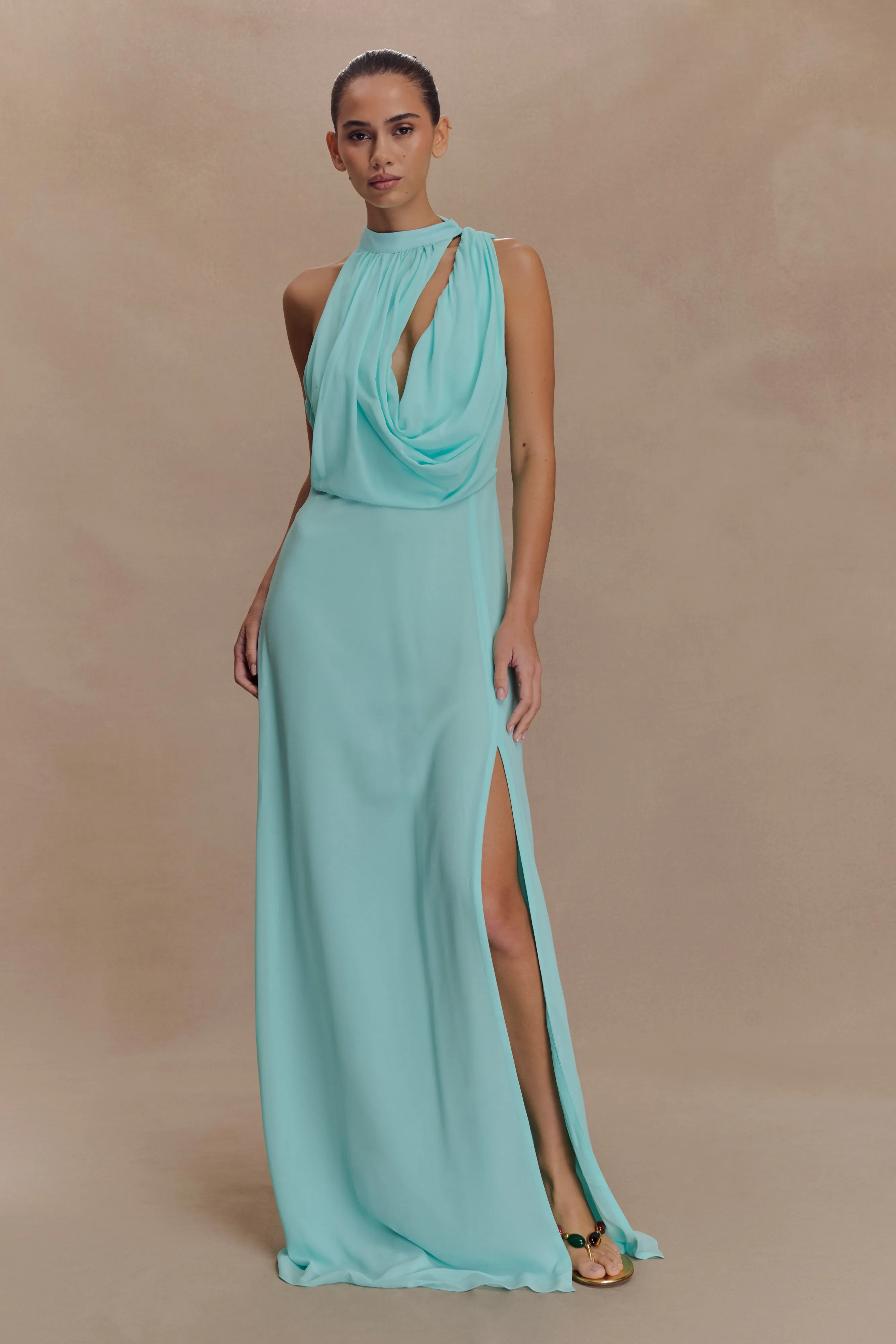 Galia Cowl Neck Maxi Dress - Lagoon Quick Glam