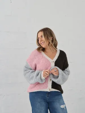 Gemma Cardigan-Multi Chocolate Elastic Seamless Design Neutral Tone Colorfast Guide