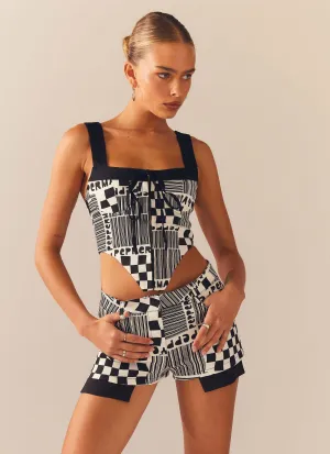 Layered Panel Design Play It Louder Shorts - Barcode