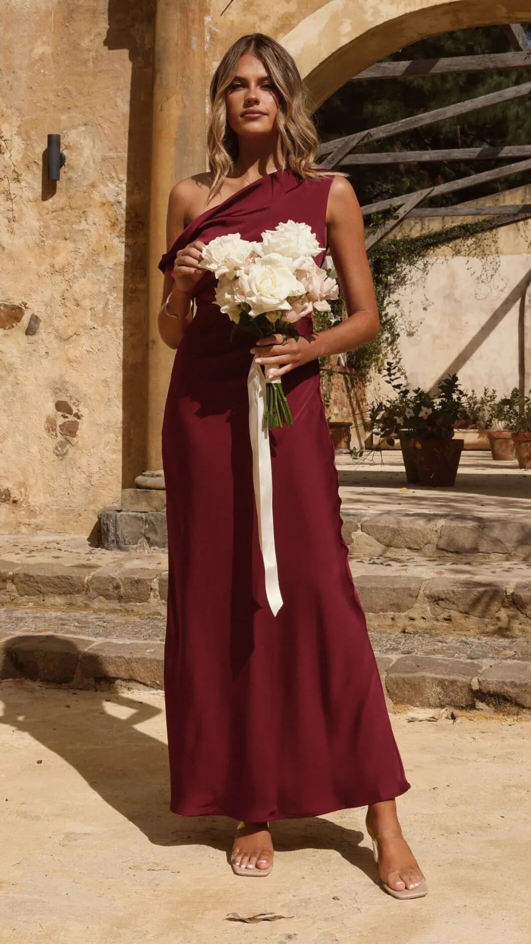 Gigi Maxi Dress - Wine Seamless-Look Lined interior