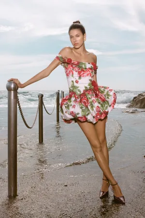 Giovanna Off Shoulder Mini Dress - Sonia Rose Print Pleat Breeze