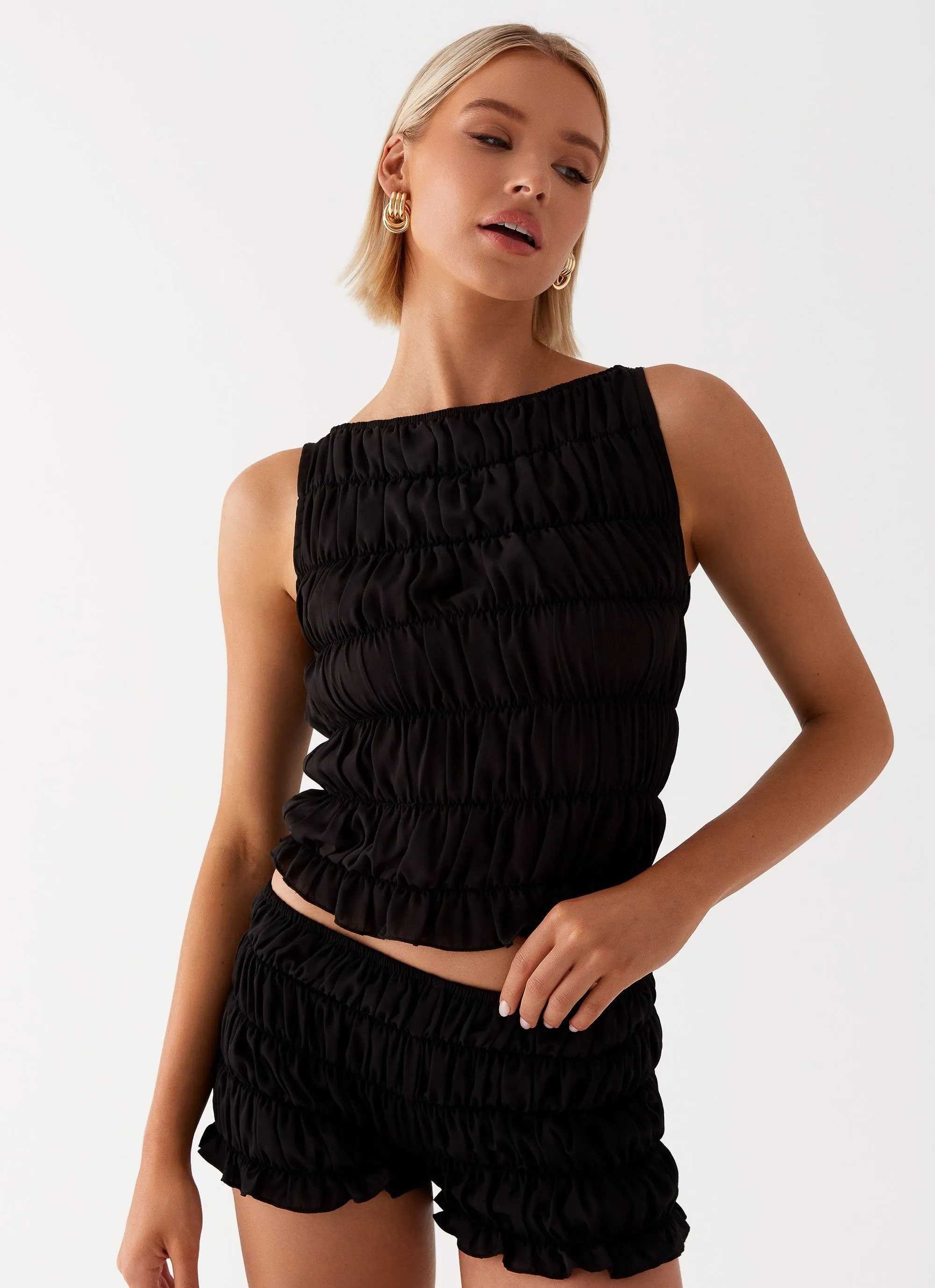 Running Gear Airy Feel Girls Like Us Ruched Mini Shorts - Black