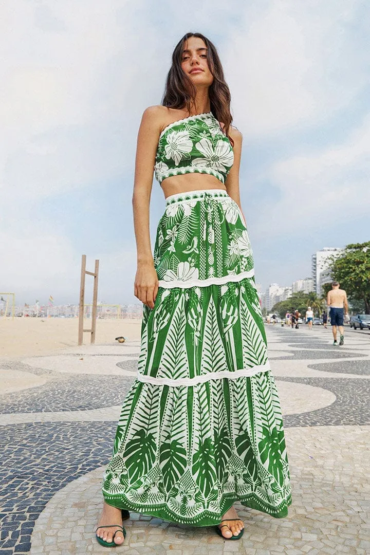 All Day Look Influencer Style Off-White Macaw Elegance Maxi Skirt