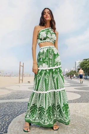 All Day Look Influencer Style Off-White Macaw Elegance Maxi Skirt