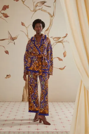 Effortless Design Outdoor Fit Glam Tapestry Blue Knit Pants