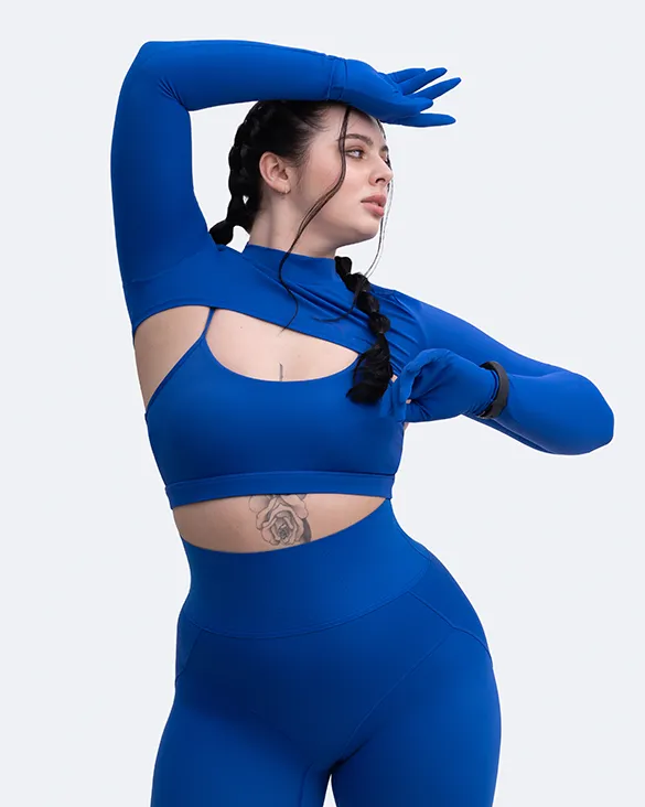 Stretch Recovery Fabric Glove Sleeve Crop Top