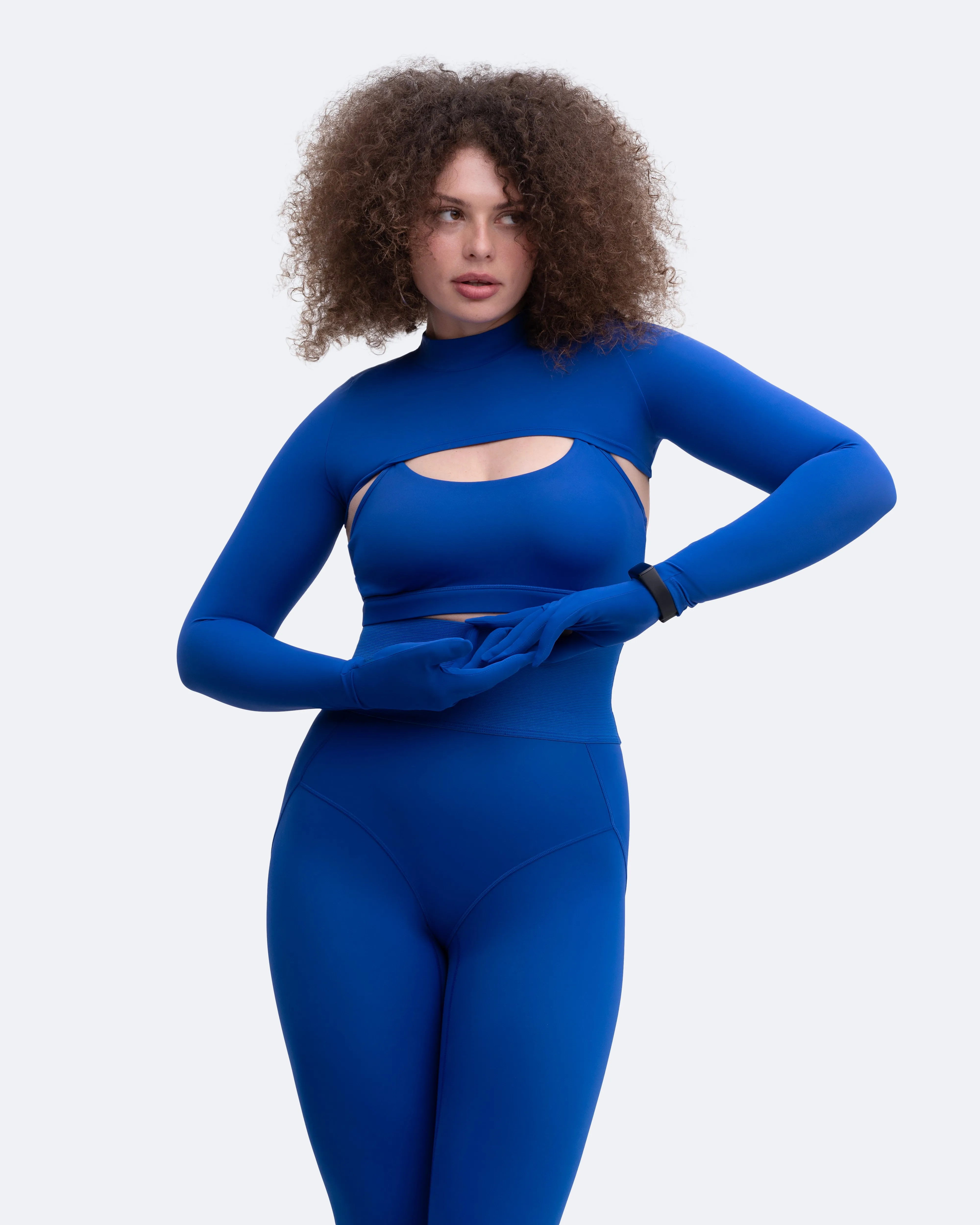 Glove Sleeve Crop Top Smooth Fabric Stretch seams