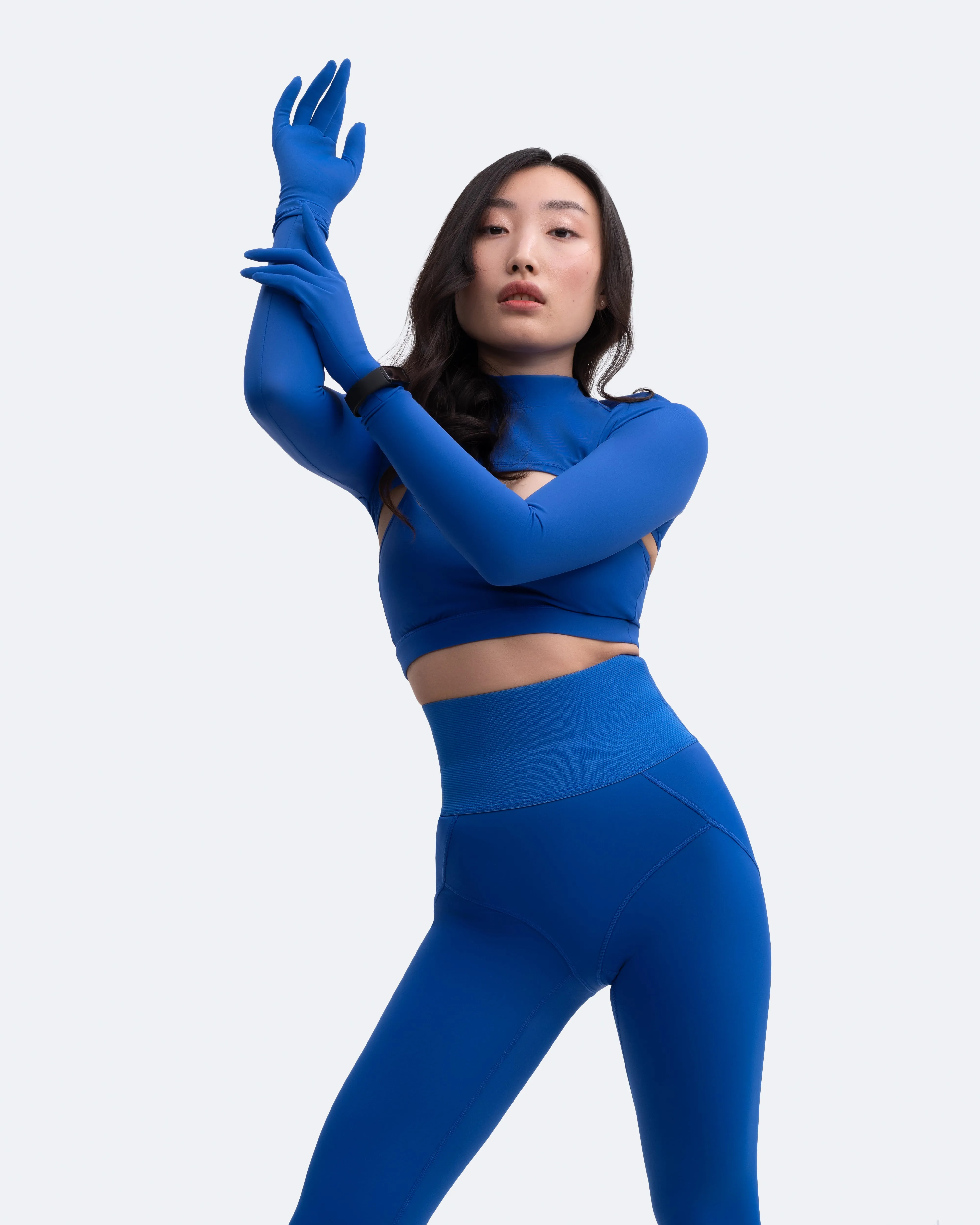 Comfortable Structure Glove Sleeve Crop Top