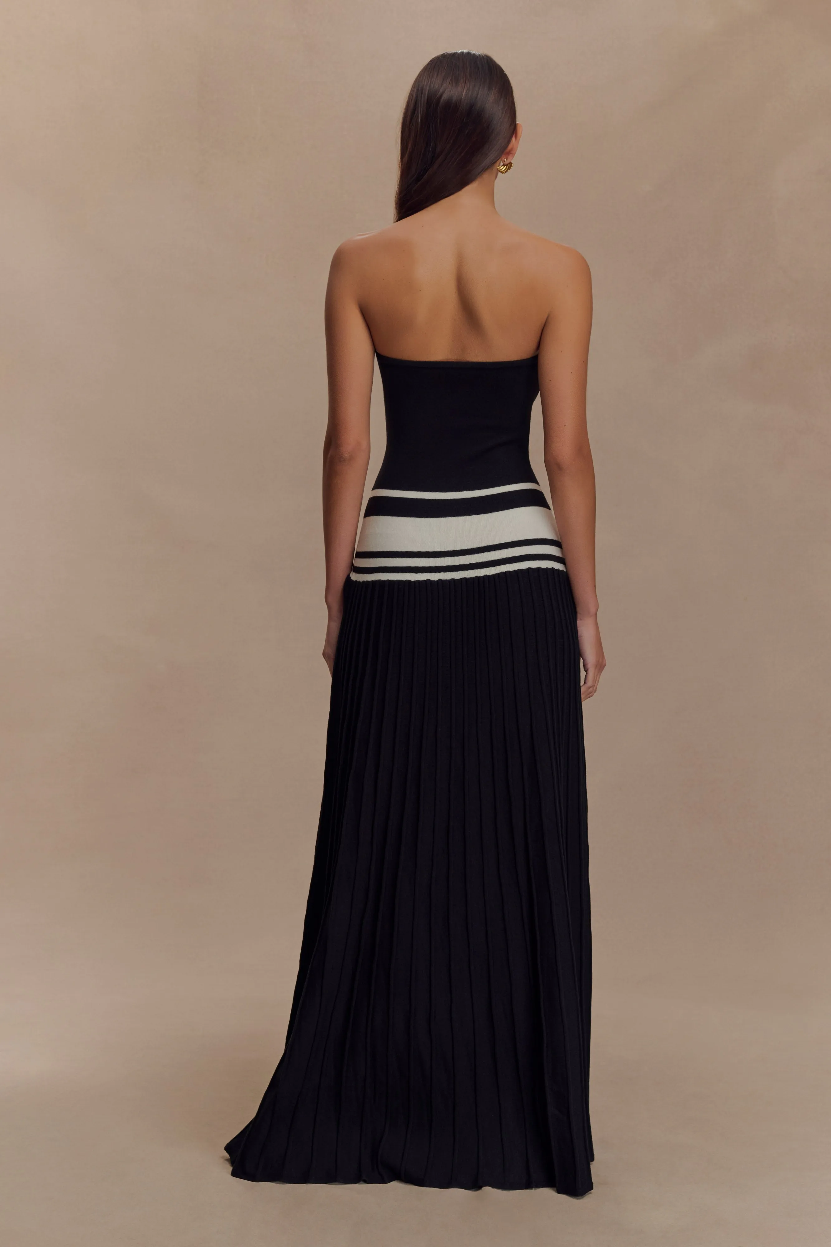 Form Flow Grace Glow Solaris Strapless Contrast Knit Maxi Dress - Black/White