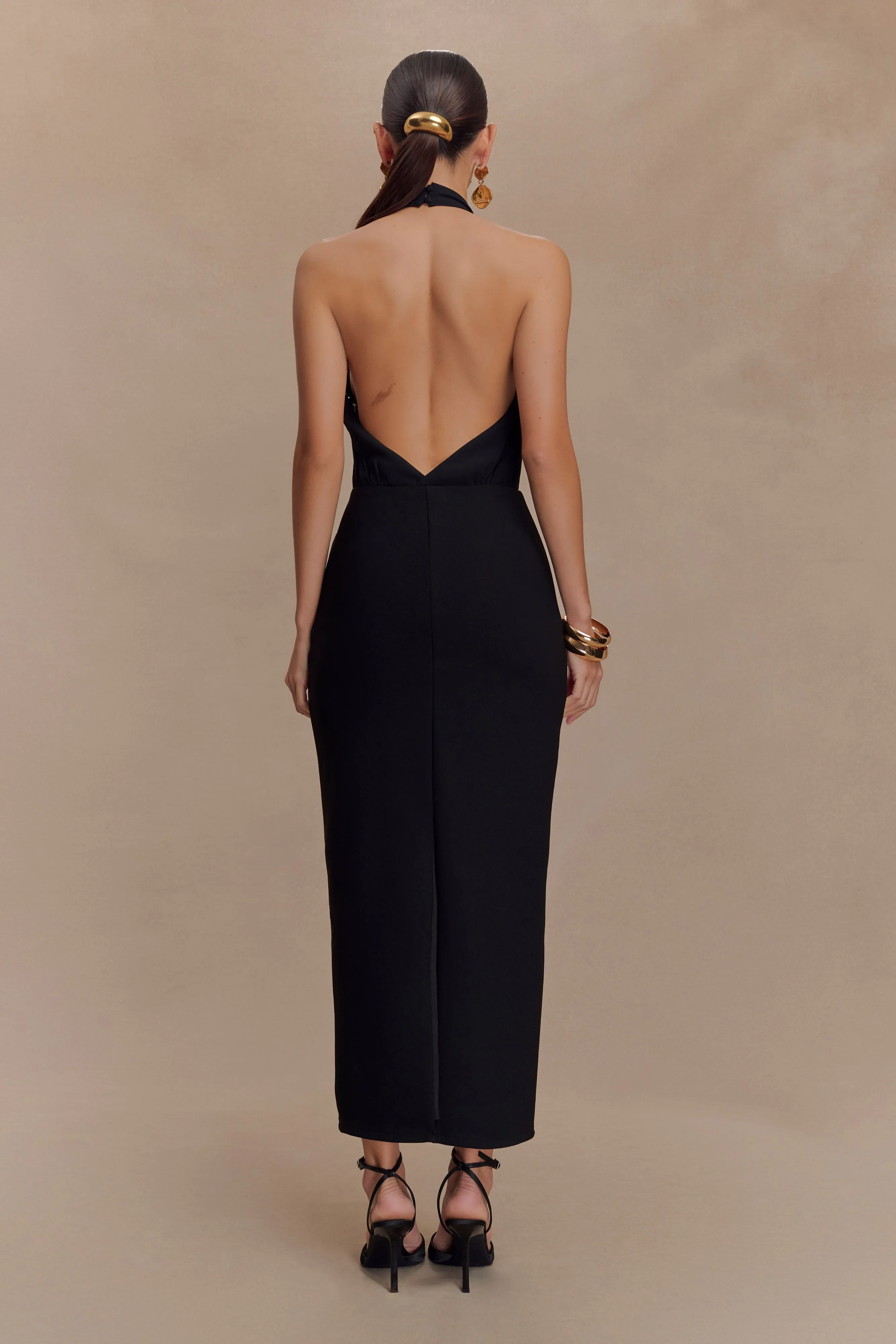 Daily Casual Mierah Halter Midi Dress - Black