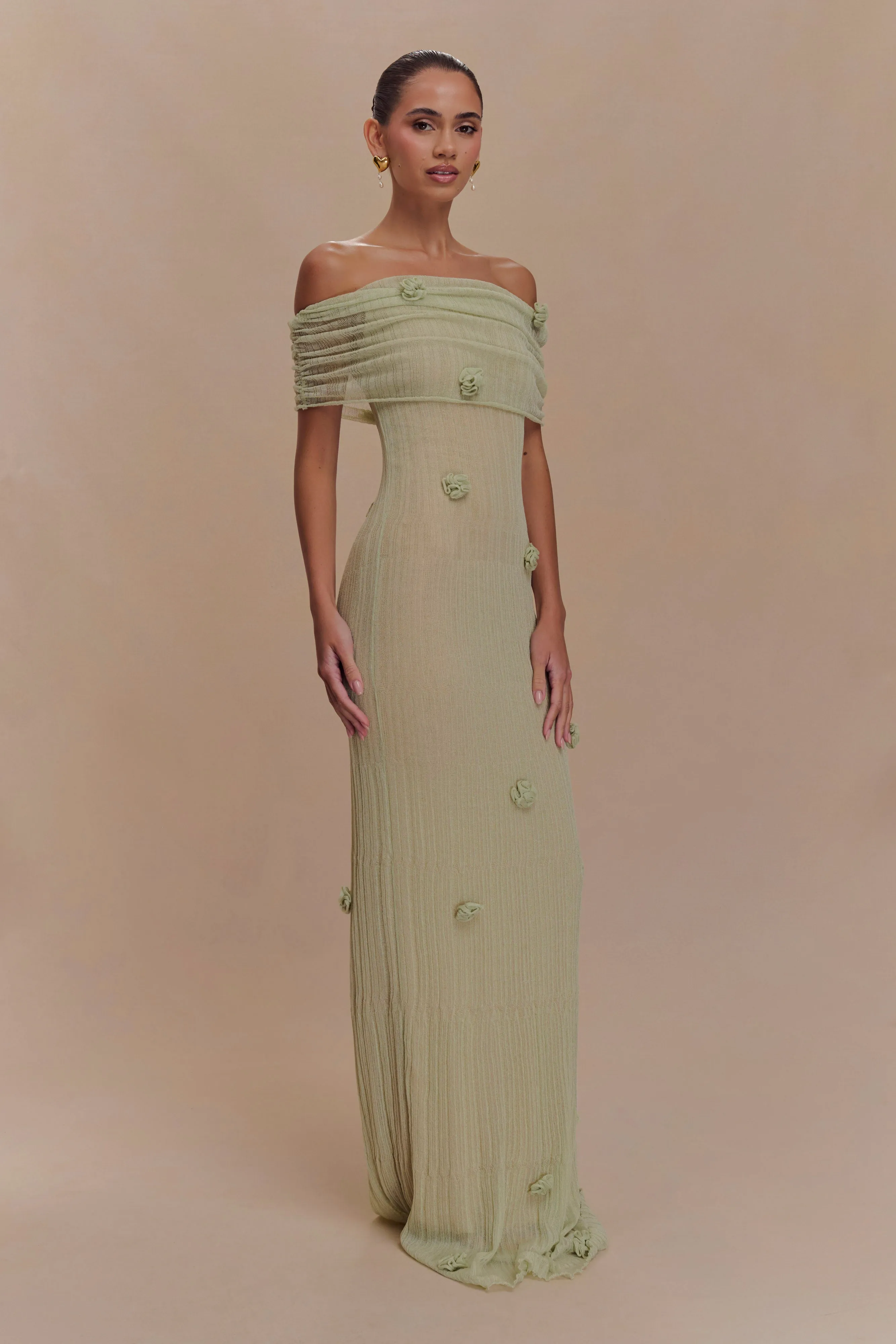 Brynn Orchid Knit Maxi Dress - Pastel Green Refined Aesthetic