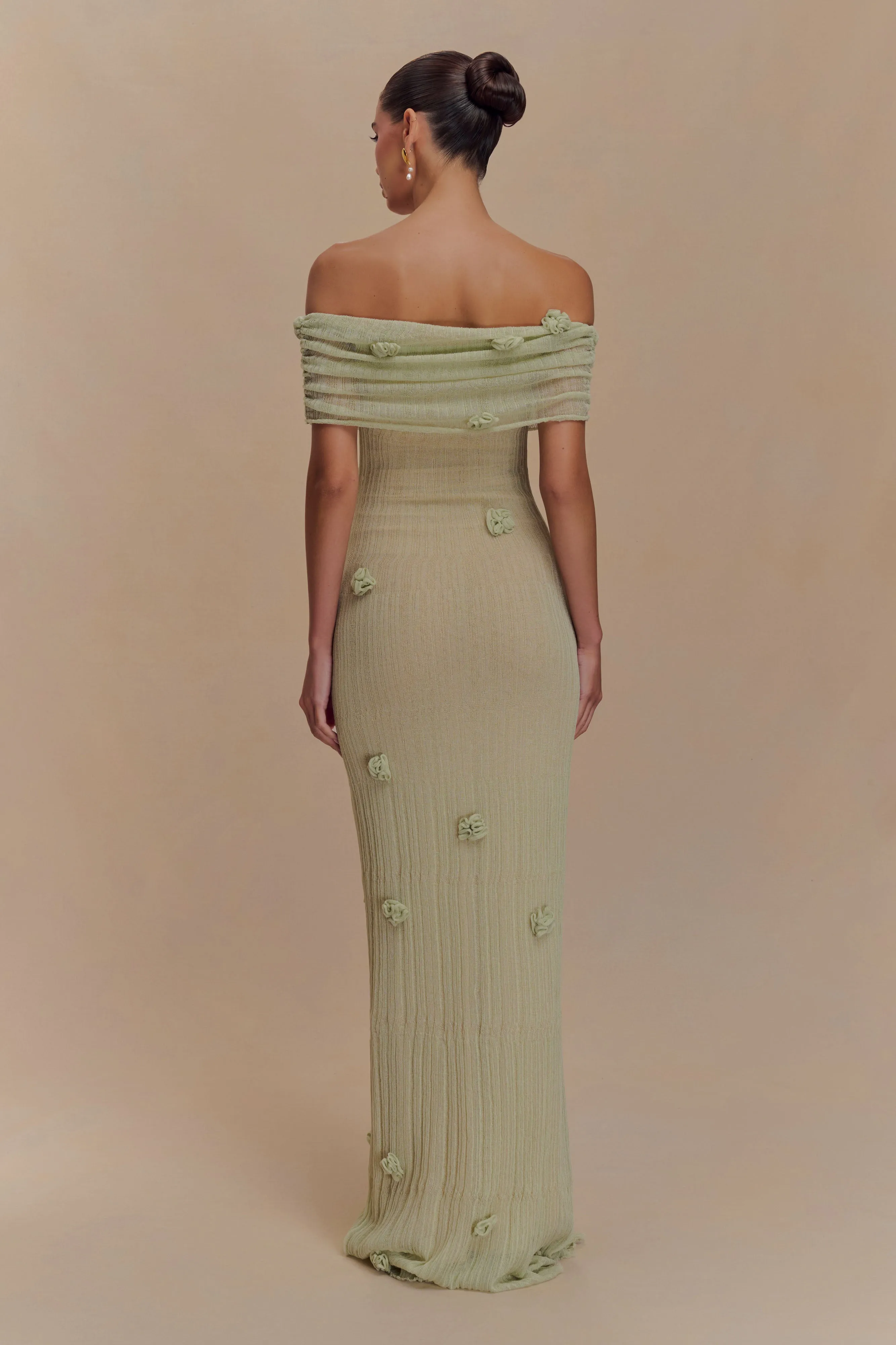 Evening Vibe Brynn Orchid Knit Maxi Dress - Pastel Green
