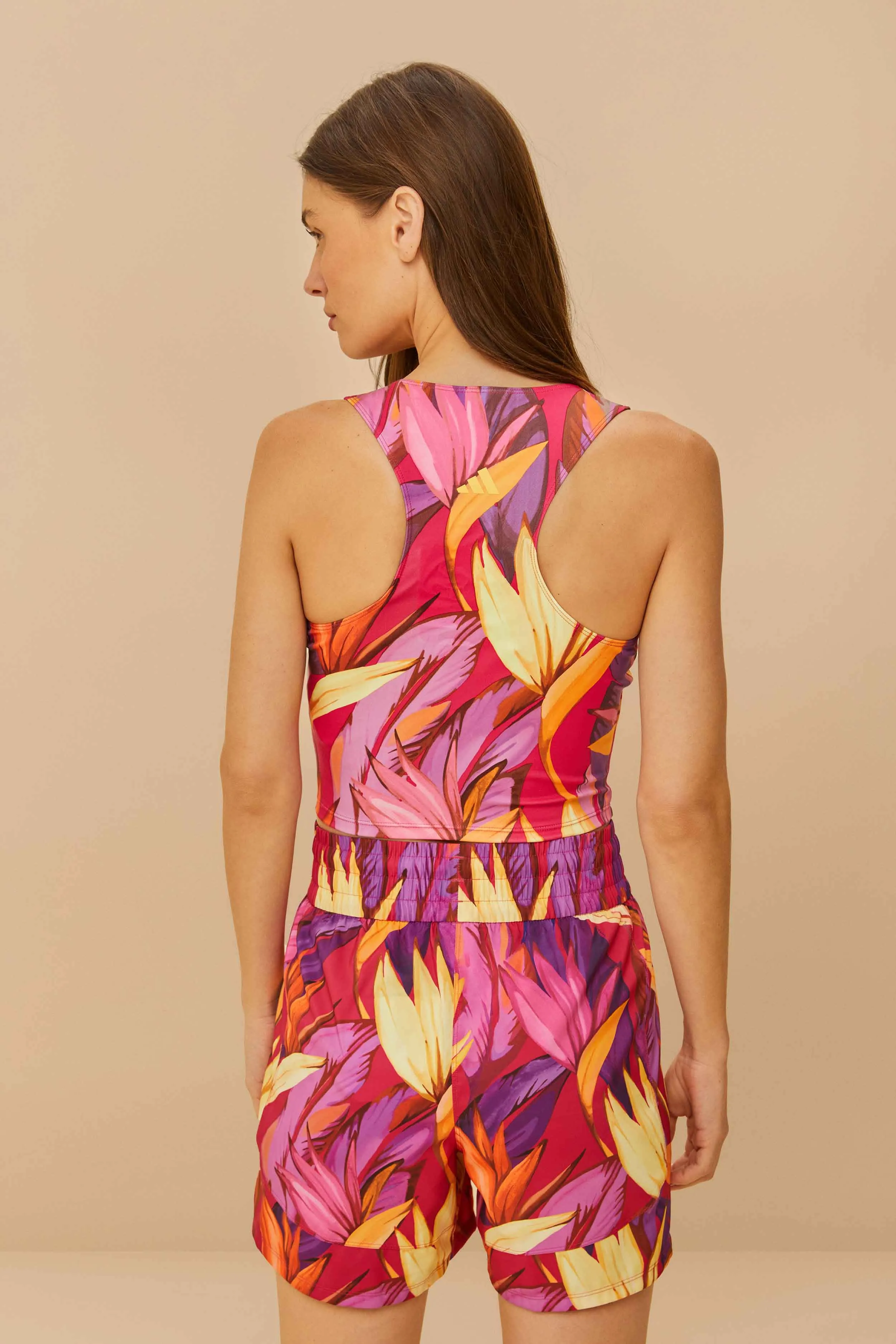 Breathable fabric Adidas Birds Of Paradise Bold Pink Tank Top