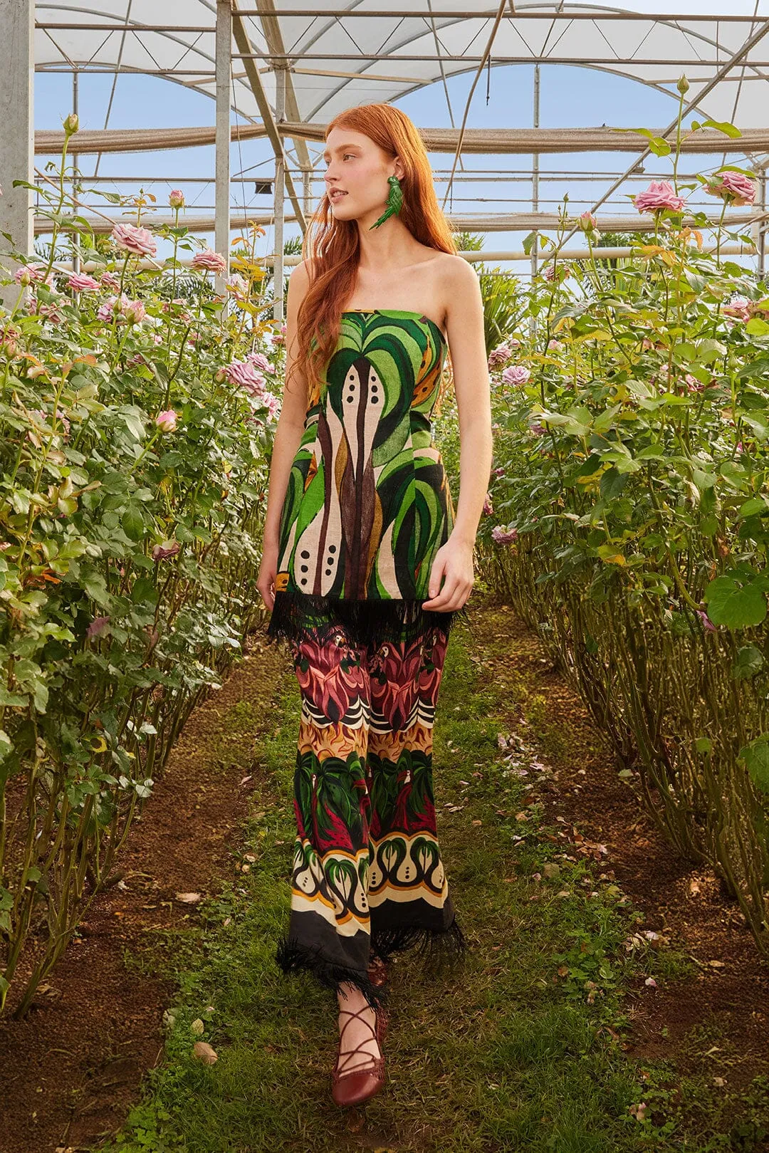 TaglessLabel Green Coconut Tree Flow Euroflax? Premium Linen Top