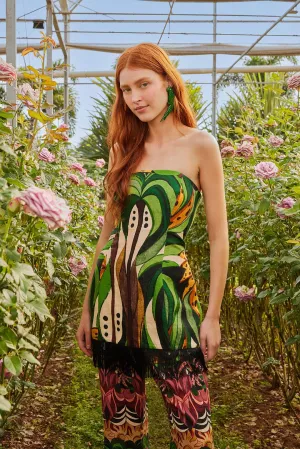 Green Coconut Tree Flow Euroflax? Premium Linen Top Simple Wear