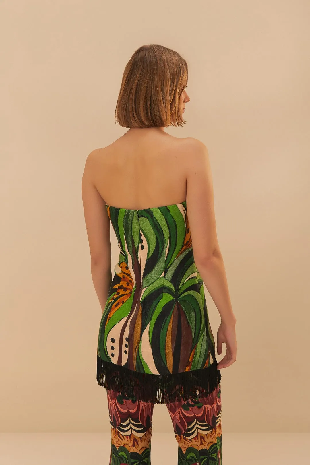 Green Coconut Tree Flow Euroflax? Premium Linen Top MoistureWicking Relaxed Blouse