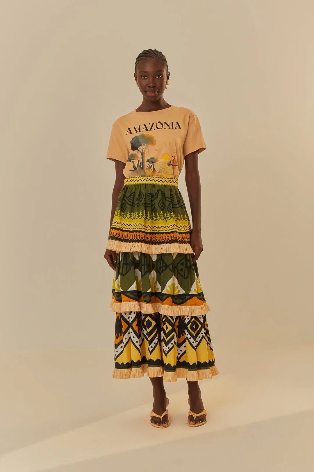 Green Creation Midi Skirt Mix Culture Style Staple