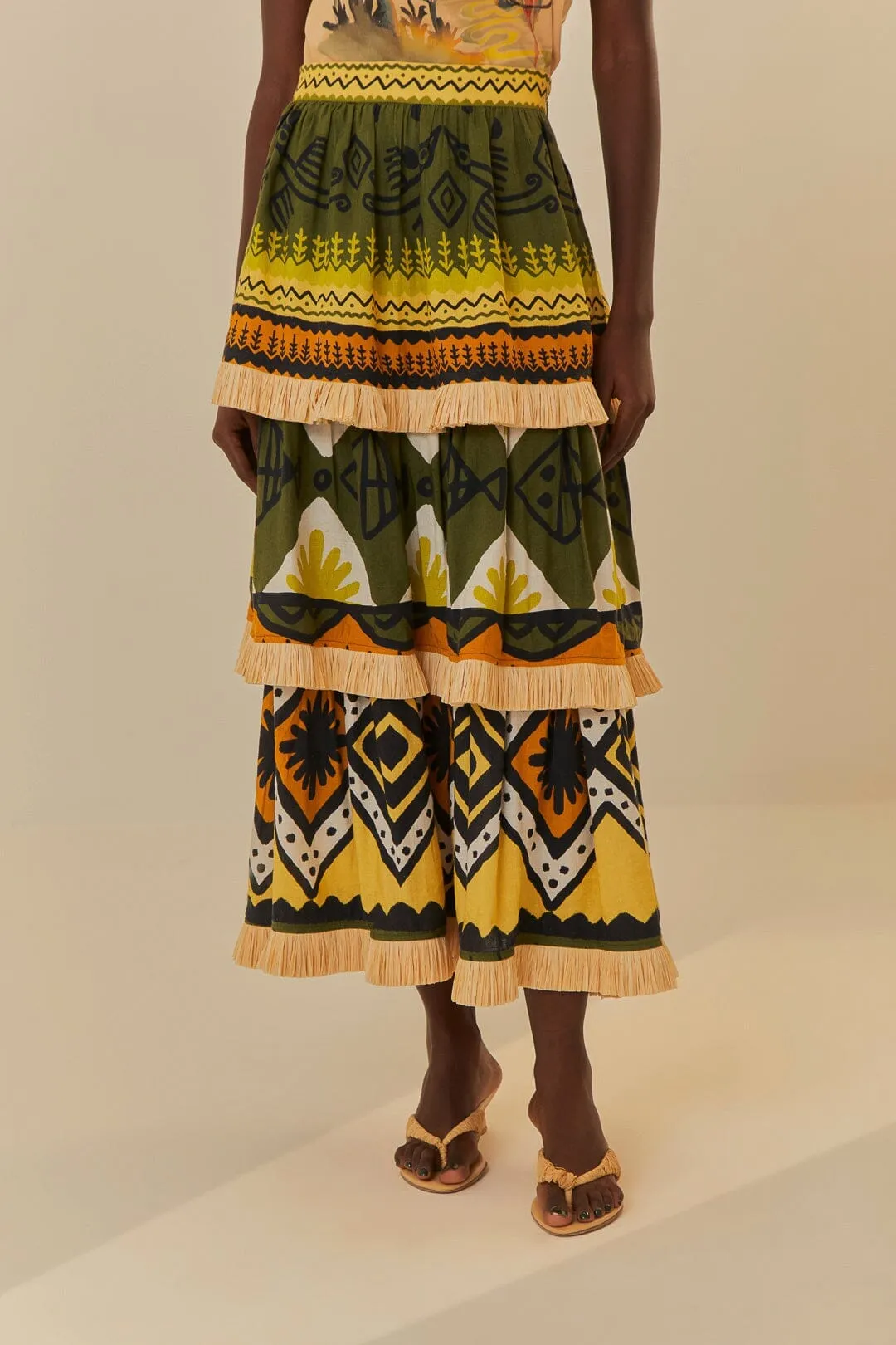 Green Creation Midi Skirt Tea length Smart Comfort