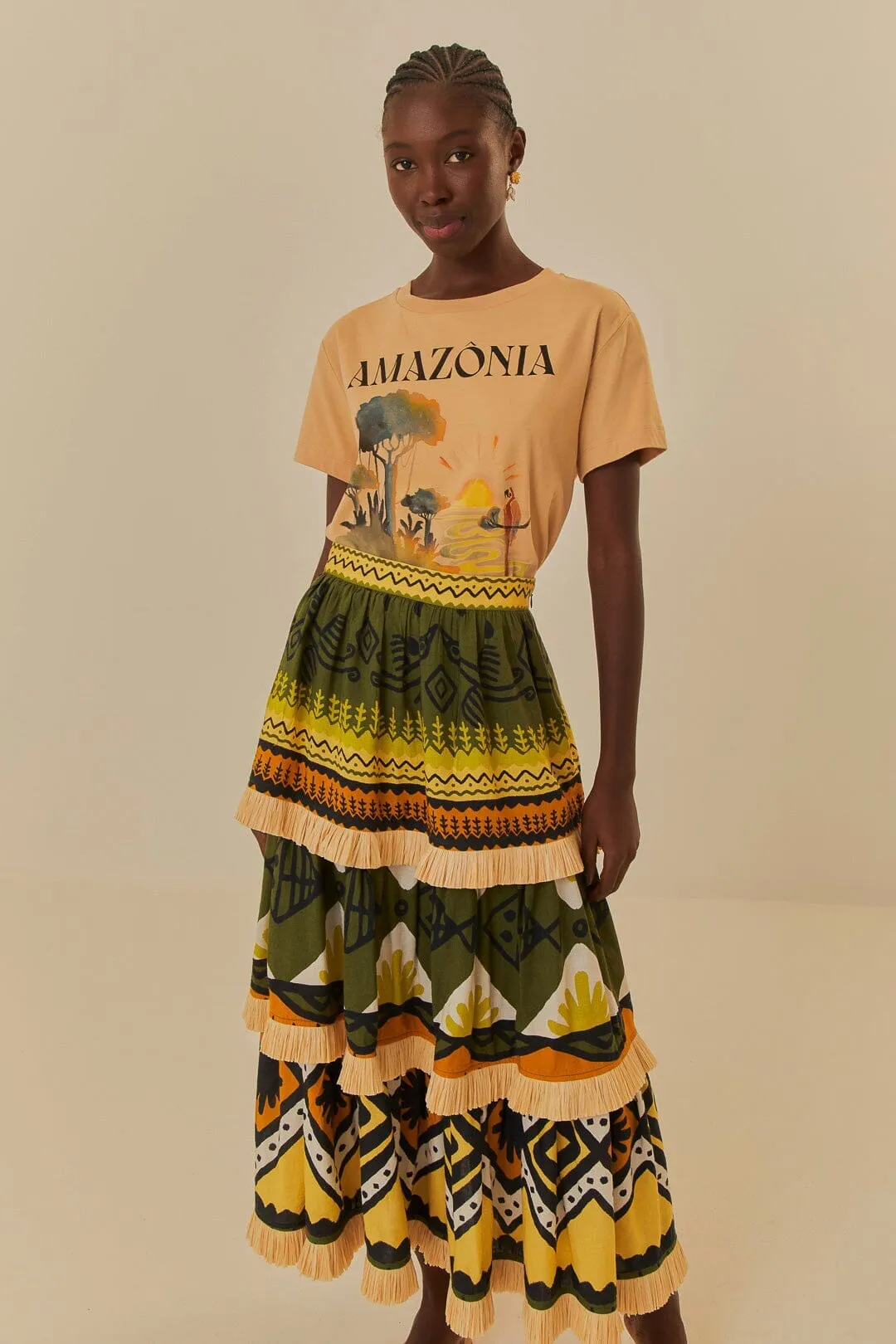 Contemporary Brand Green Creation Midi Skirt