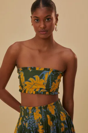 Hypoallergenic Fibers StretchComfort Green  Foliage Sketch Lenzing? Ecovero? Euroflax? Crop Top