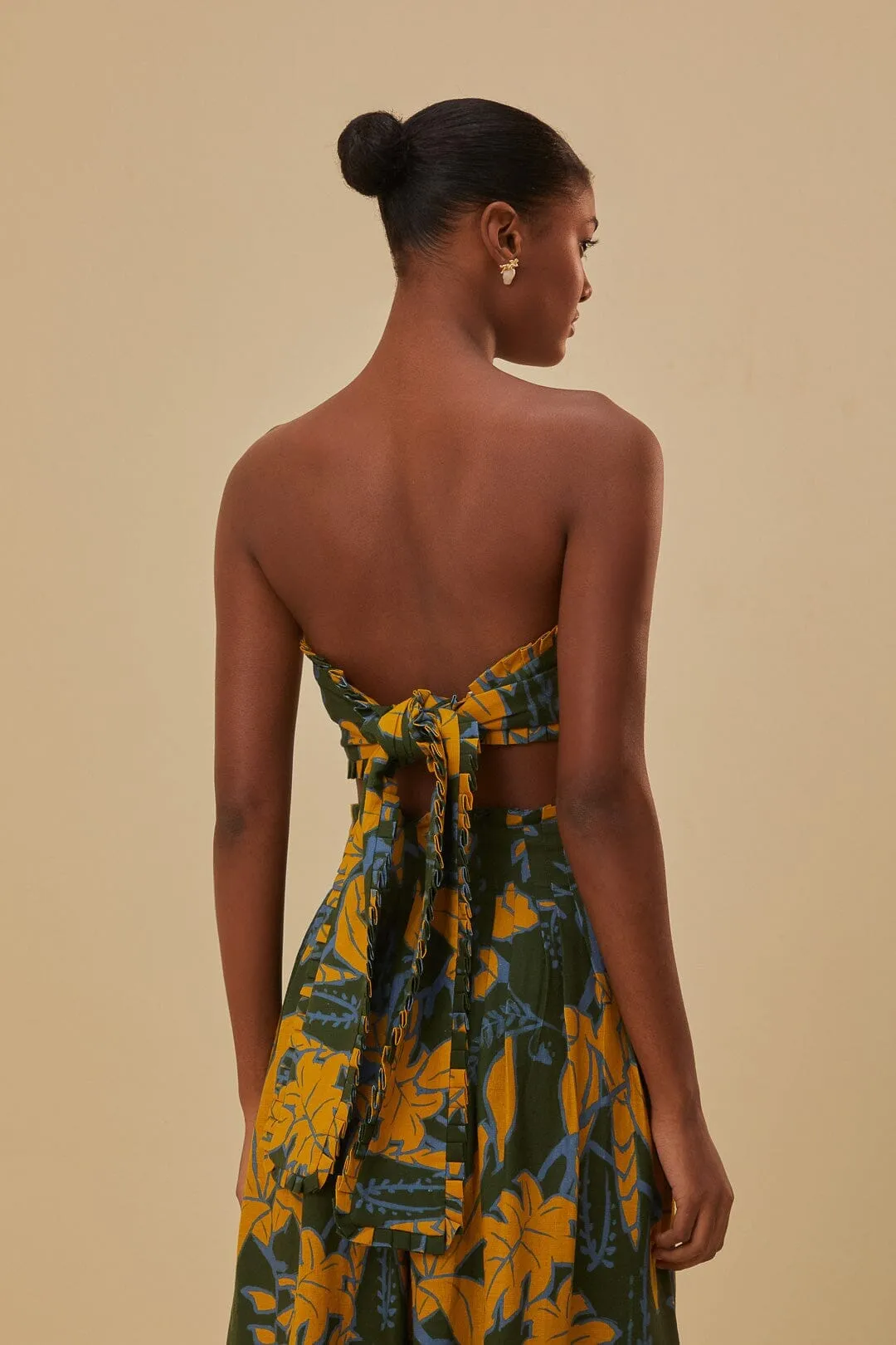 Green  Foliage Sketch Lenzing? Ecovero? Euroflax? Crop Top Sustainable Wear AbrasionResistant