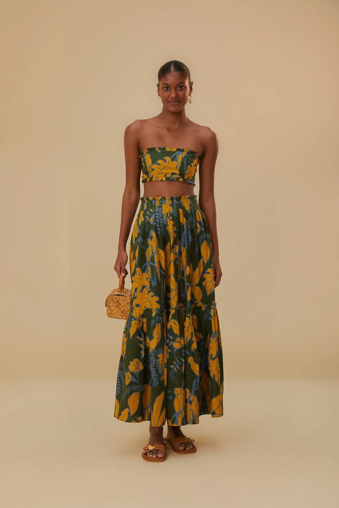 Green  Foliage Sketch Lenzing? Ecovero? Euroflax? Crop Top Myth Soul ShapeRetentionCloth