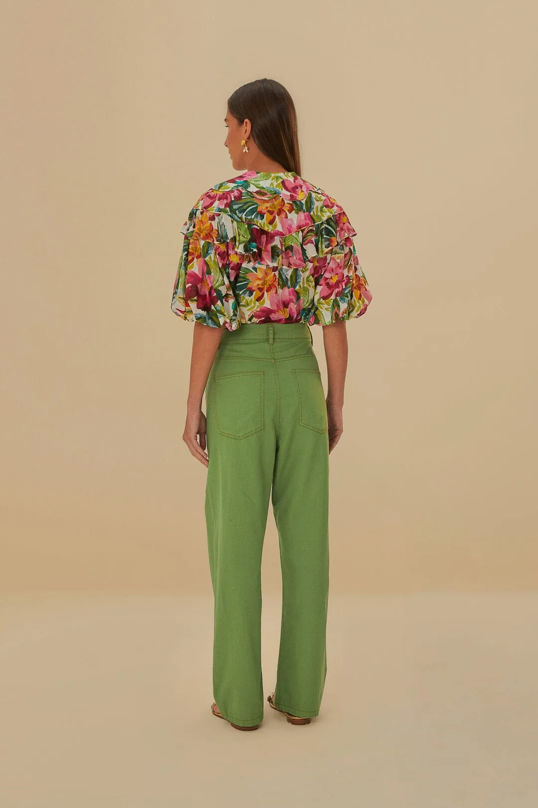 All-Purpose Wear Green Pleat Pants