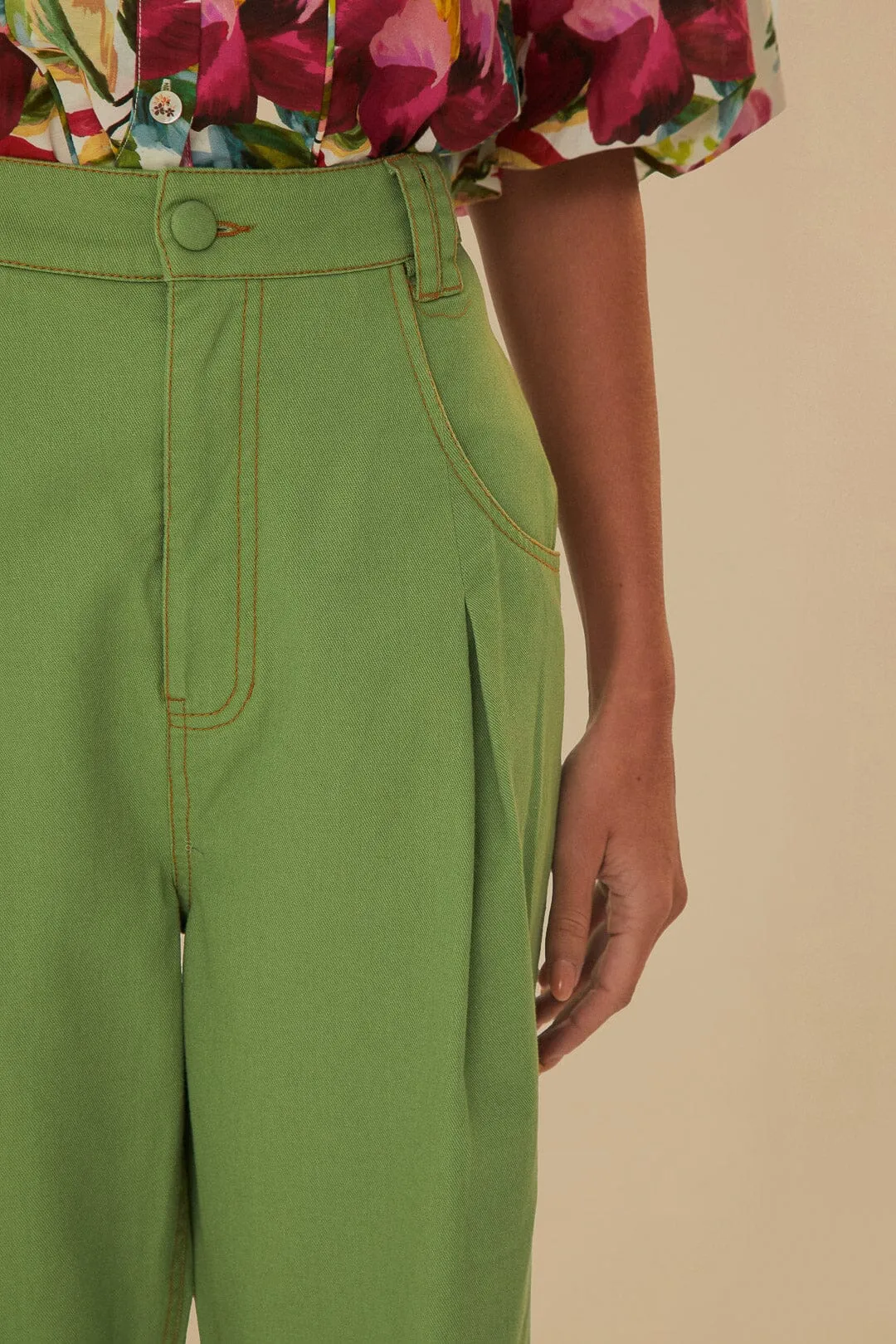 Green Pleat Pants OdorResistantTreatment