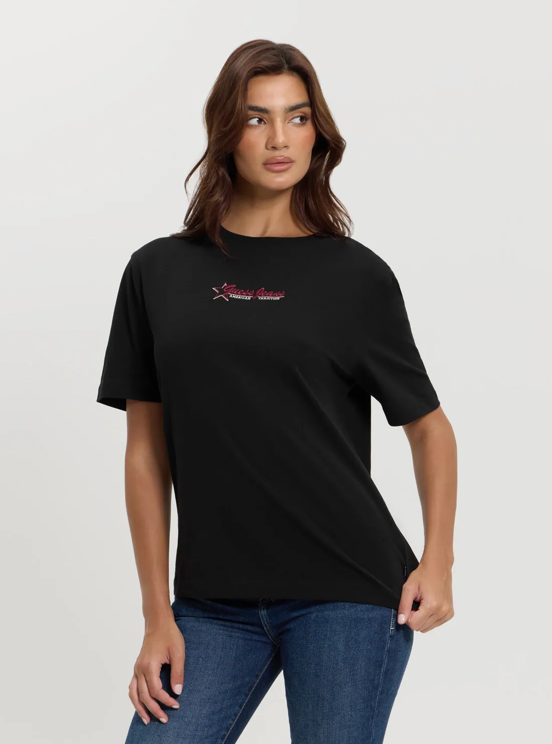 Guess Jeans Black Print T-Shirt Casual Choice