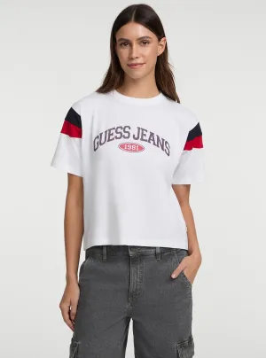 Guess Jeans Eco White Boxy Pieced T-Shirt Layer Ready