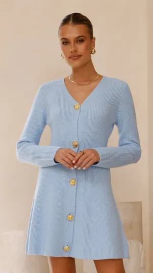 Catarina Long Sleeve Mini Dress - Blue Sculpted Form