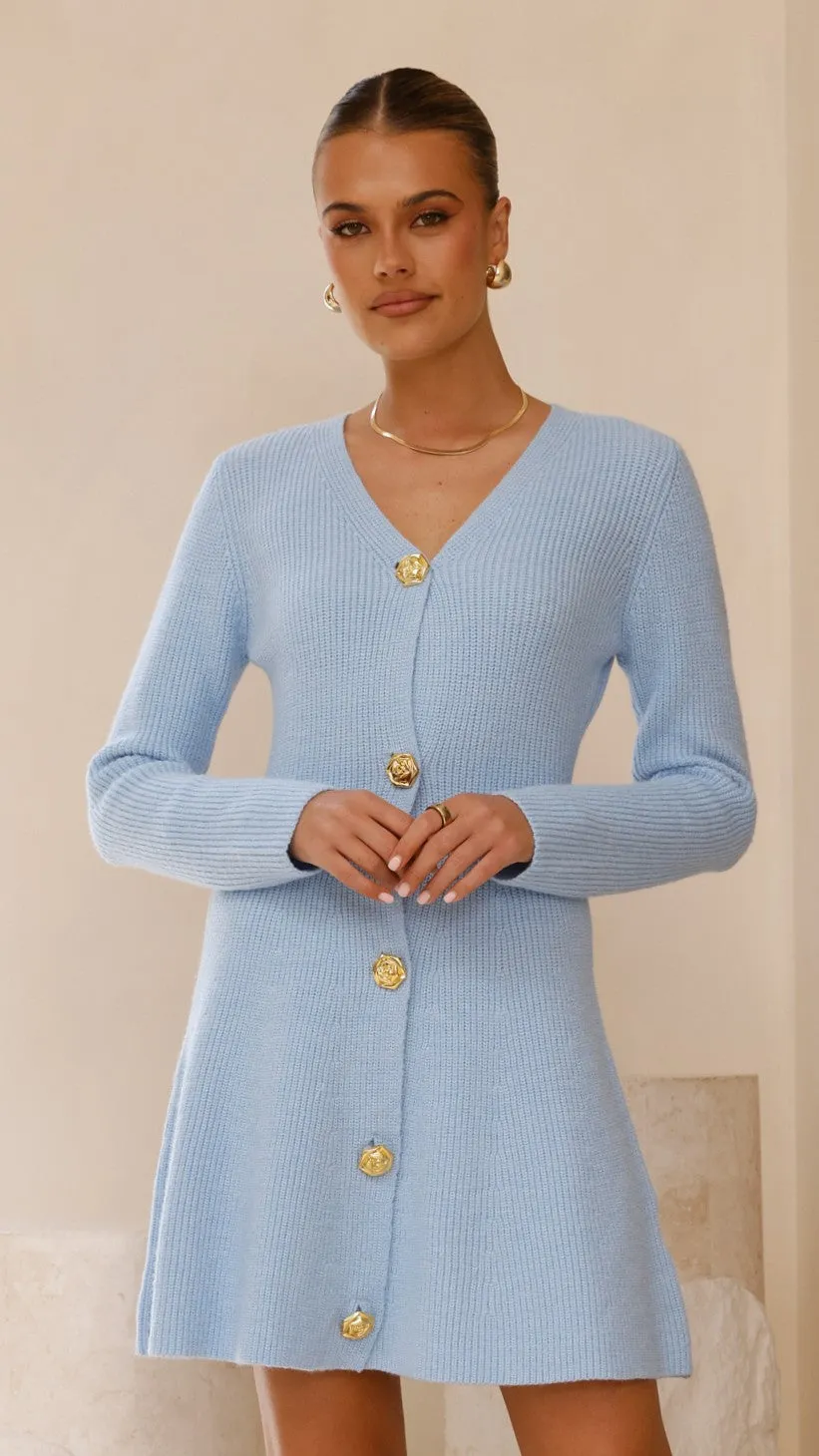 Catarina Long Sleeve Mini Dress - Blue Sculpted Form