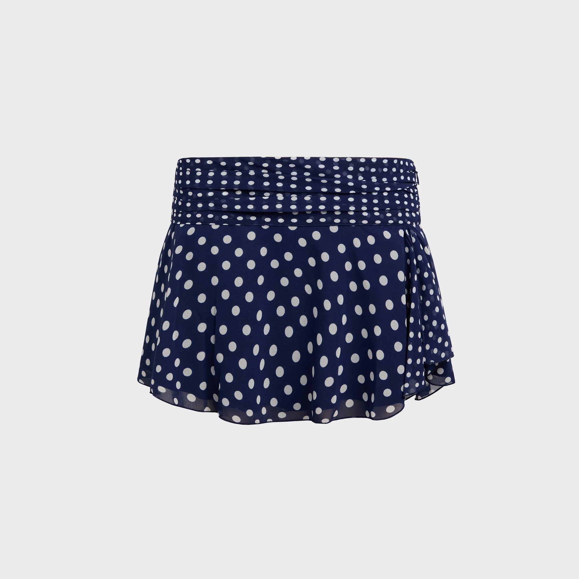 GUIZIO Chiffon Slit Mini Skirt - Navy Polka Dot Thermal Regulating
