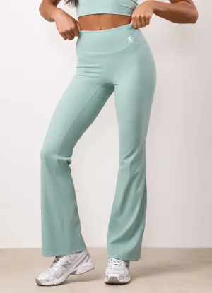 High Waist Comfort Seeker Tall Fit Lightweight Material Gym King 365 Flared Yoga Legging - Green Mist