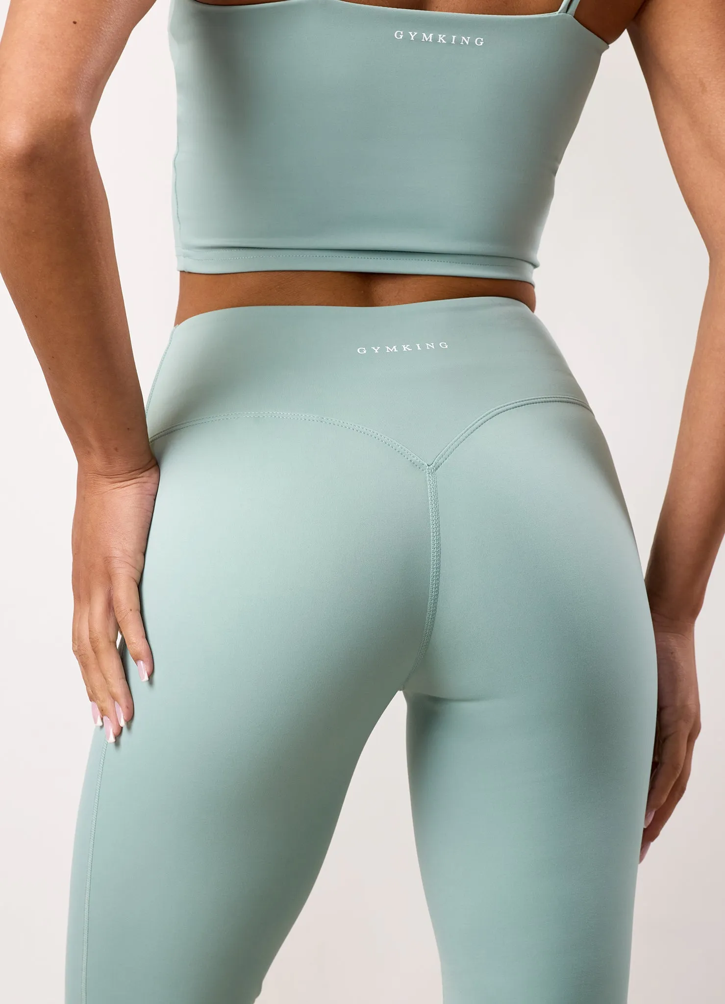 Stay Put Cuffs Sleek Active Wear Gym King 365 Flared Yoga Legging Petite - Green Mist