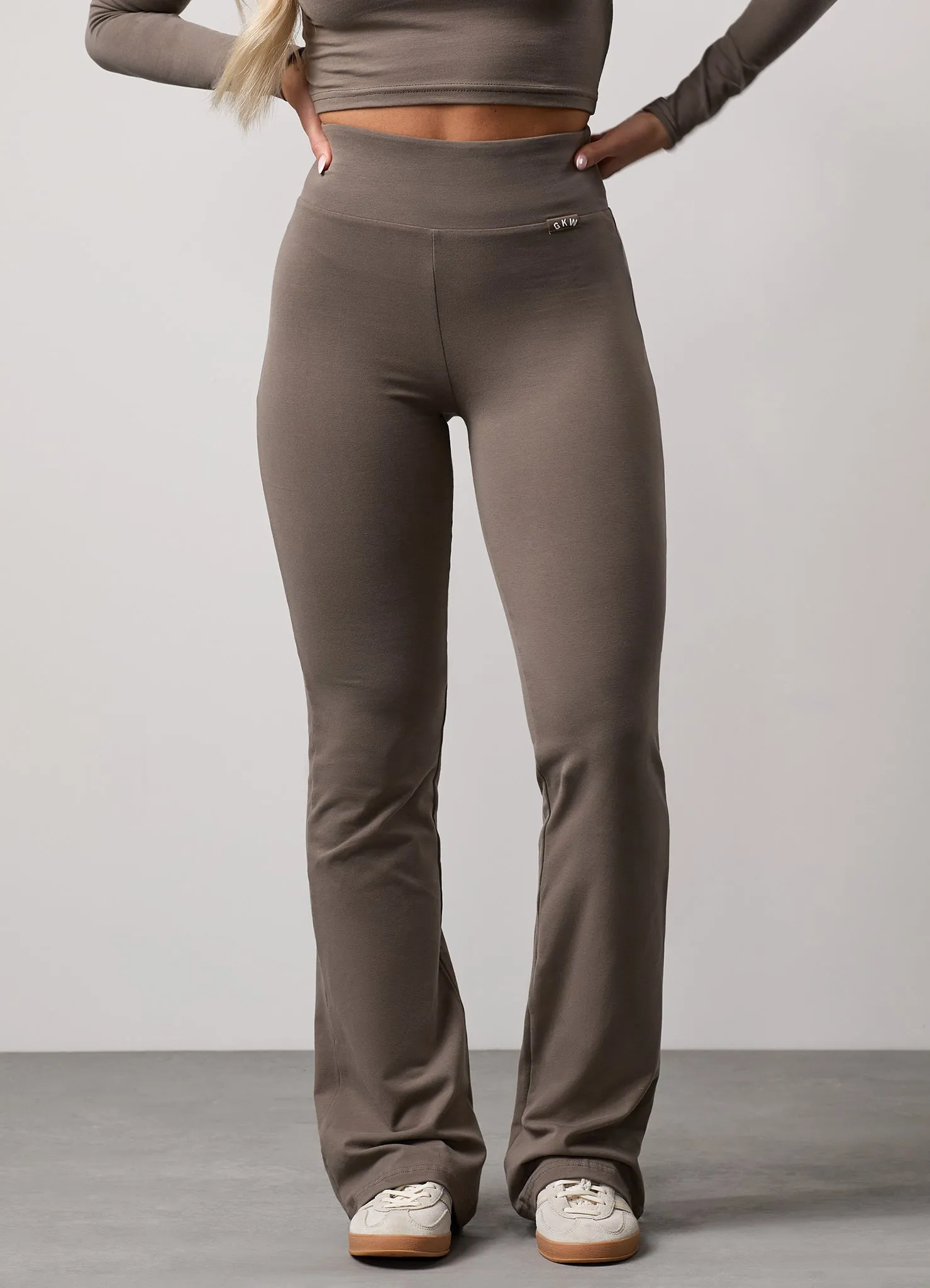 Comfort Wear Gym King Plush Flared Trousers - Deep Mink