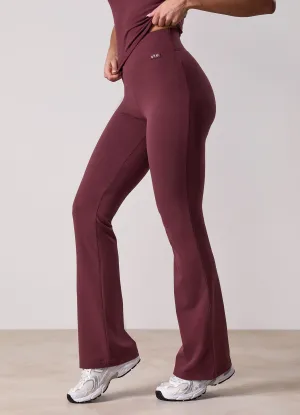 Gym King Plush Jersey Flared Legging - Burgundy Petite Size Non See Flexible Fit