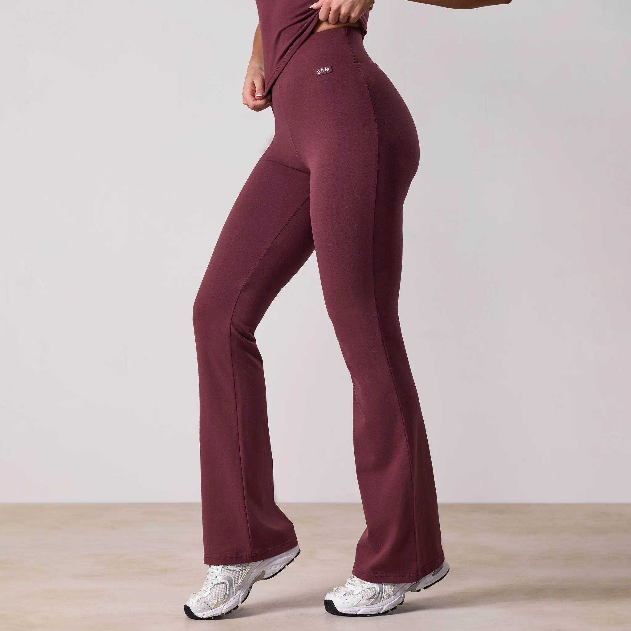 Gym King Plush Jersey Flared Legging - Burgundy Non-Restrictive Fit Power Fit