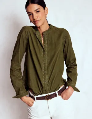 Everyday Trend Cozy Comfort Design Victoria Cord Shirt-Woodland Green