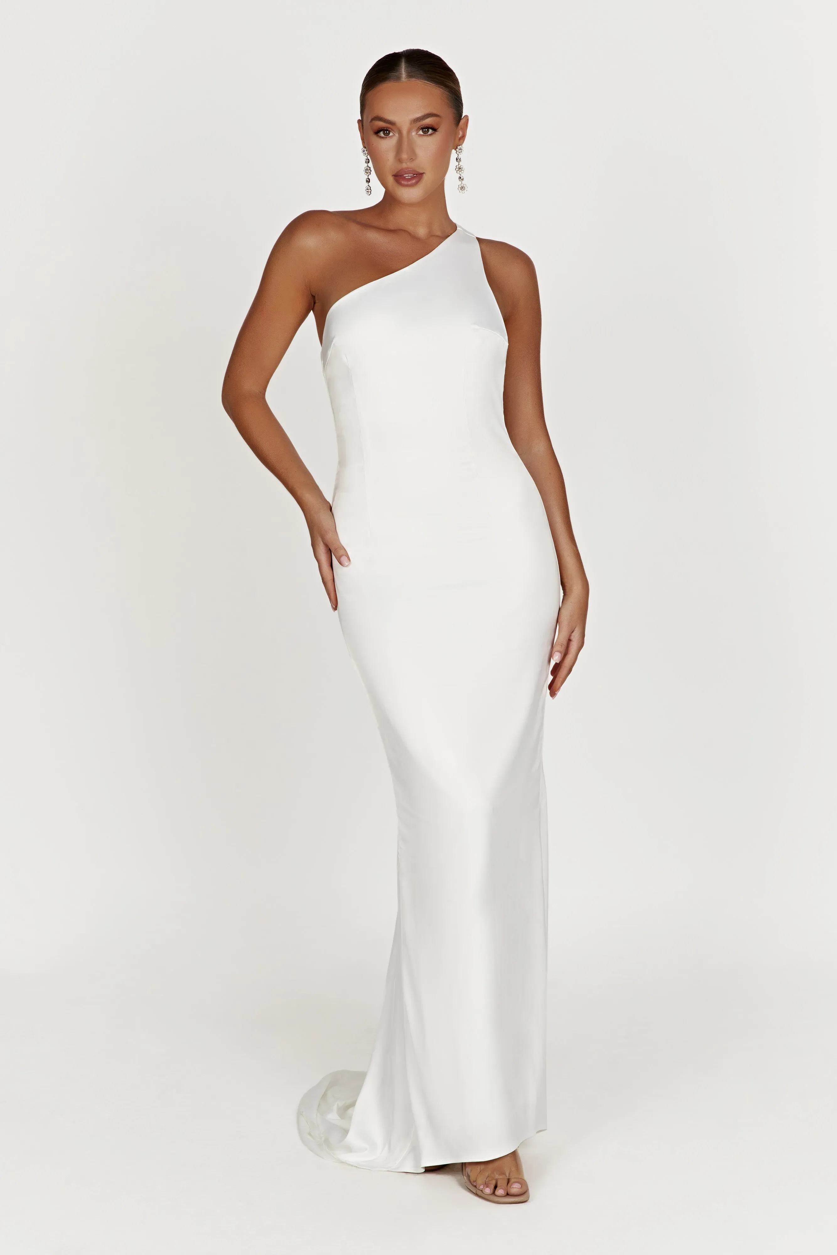 Skin Touch Harper One Shoulder Gown - White