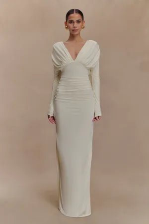 Relax Mode Hayden Long Sleeve Plunge Maxi Dress - Ivory